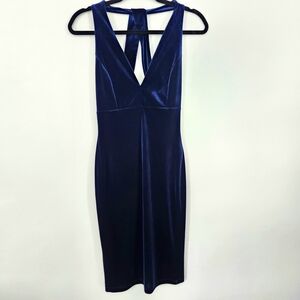 Windsor Deep Blue Velvet Backless Dress